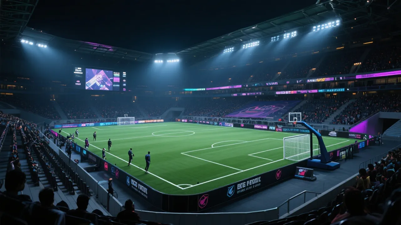 综合体育场景图：足球、篮球与电竞